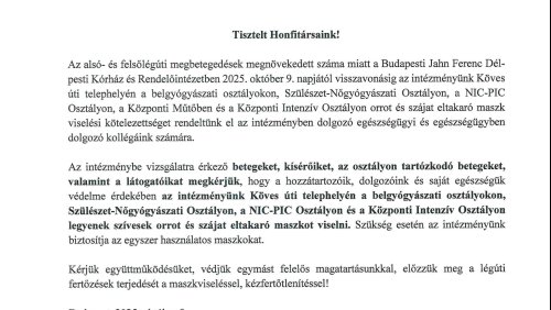 Tájékoztatás: maszk használat