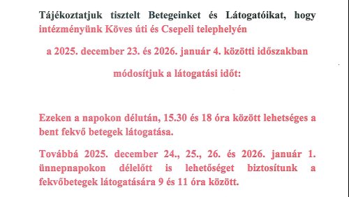 ünnepi látogatási rend